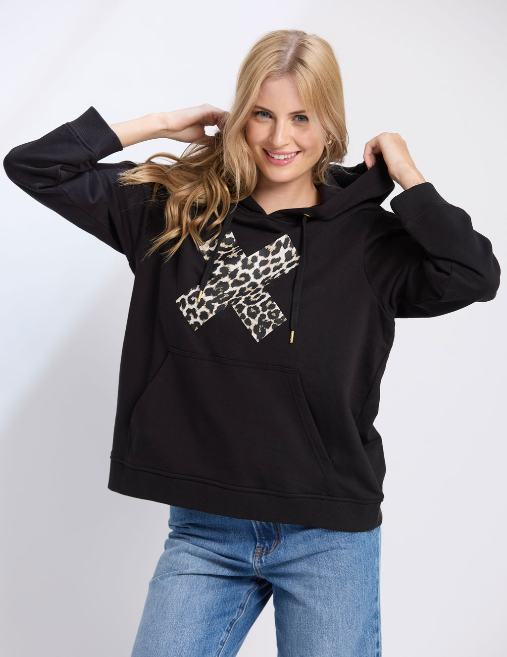 Black Leopard Cross Hoodie
