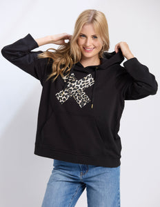 Black Leopard Cross Hoodie