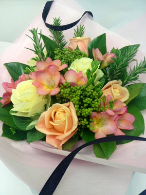 Peach and Cream Bouquet in a Gift Bag