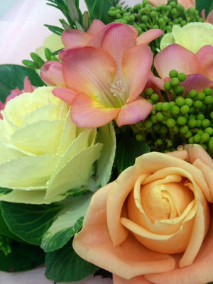 Peach and Cream Bouquet in a Gift Bag