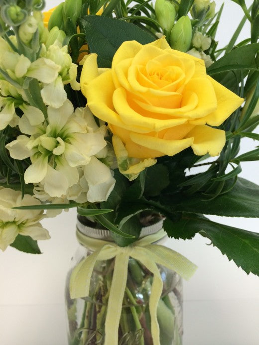 Mason jar with wild posy