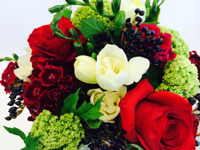 Red posy , Mason jar & chocolates